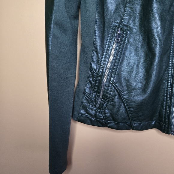 Guess Green Bomber Biker Vegan Leather Jacket, M (PTP=18") - Picture 3 of 15